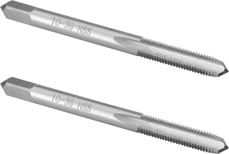 Burkit 2pcs No 10-36 UNS Thread Tap Right Hand, HSS 10 x 36 UNS Straight Fluted Machine Tap - Image 1